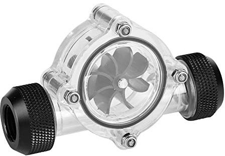 G1/4 Indicateur de Débitmètre à 8 Roues, Indicateur de Flux de Refroidissement pour PC Système de Refroidissement par Eau(Noir)