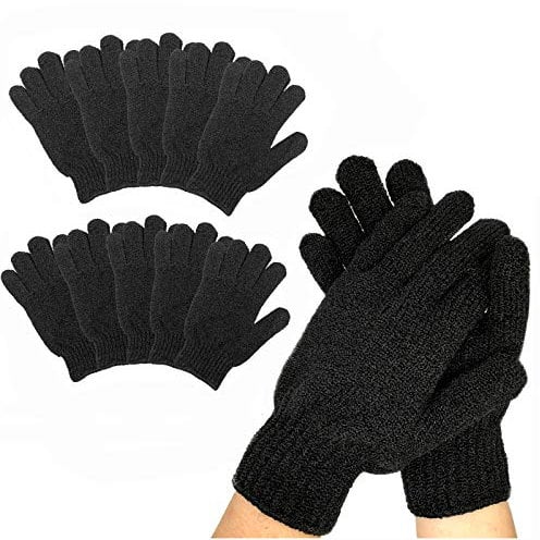 10Pairs Exfoliating Gloves - Premium Black Double Sided Scrub Wash Mitt for Bath or Shower - Luxury Spa Exfoliation Accessories for Beauty Spa Dead Skin Cell Remover, Suitable for Men and Women
