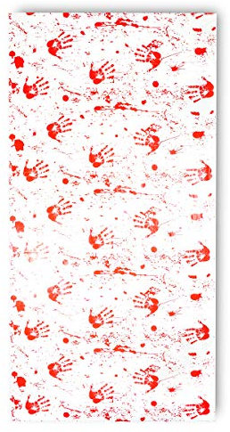 CoolChange Halloween Deko Folie mit Blutflecken und blutigen Händeabdrücken | Halloween Tischdecke/Wanddeko | 270x130cm,Rechteck,Weiß