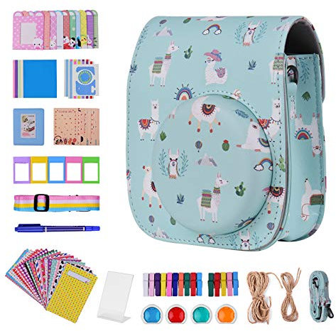 Andoer Lot d'accessoires 12 en 1 pour appareil photo Instax Fujifilm Instax Mini 11 avec sac/sangle/album photo/Clips/cadre photo/corde/autocollants/stylo/filtres (Bleu)