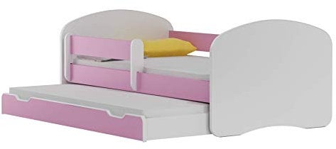 Happy Babies BDW NEU Kinderbett mit 2 Liegeflächen und 2 Matratzen DOPELLBETT 180x90 Rosa - für Mädchen und Jungen JUGENDBETT || KOSTELNOS Versand ||