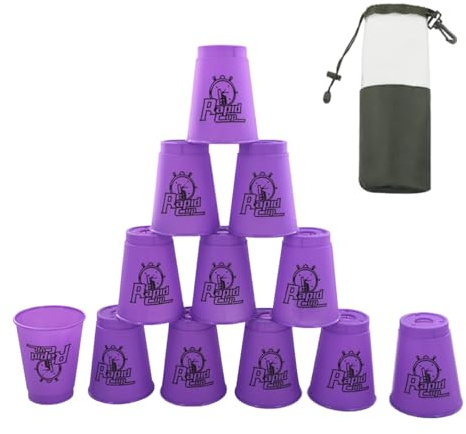 DoInFun Stapelbecher, 12 Stück, Schnellstapelbecher, Geschwindigkeitstraining, Spiel für Herausforderung, Wettbewerb, Reisen, Party, mittlere Größe für Kinder/Erwachsene, Lila