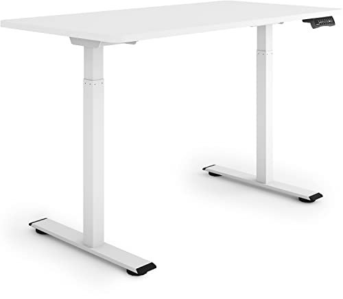 ESMART Germany ERX-122WW 120 x 60 cm Weiß Ergonomischer Steh-Sitz-Schreibtisch Stufenlos elektrisch höhenverstellbar 73,5-122,5 cm 3X Memory Aktivitätserinnerung Dual Motor Schnelle Montage