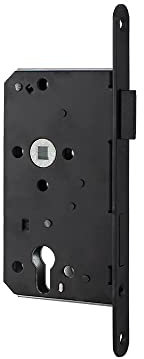 Einsteckschloss | Für Zimmertüren | Schwarzer Stulp | *Made in Europa* (PZ (Profilzylinder), DIN-R)