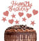 Happy Birthday Tortendeko Roségold, Tortendeko 21 Geburtstag, Kuchen Deko, Cake topper Girlande Herze Sternen Cake-Topper Kuchen Aufsätze für 21 Geburstagdeko, für Mädchen Frauen