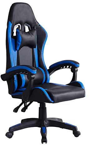 CLIPOP Gaming Stuhl Bürostuhl Ergonomischer Computerspielstuhl mit Kopfstütze und Lendenwirbelstütze, Kipp und Verriegelungsfunktion, höhenverstellbar, drehbar, hohe Rückenlehne Rennstühle