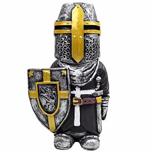 8 Stück Ritter Zwerge Guard Garten Statue Dekoration Mittelalter Wee Kreuzritter Kampf Schwertmann Kampf Outdoor Figuren Rasen Dekor Harz (F)