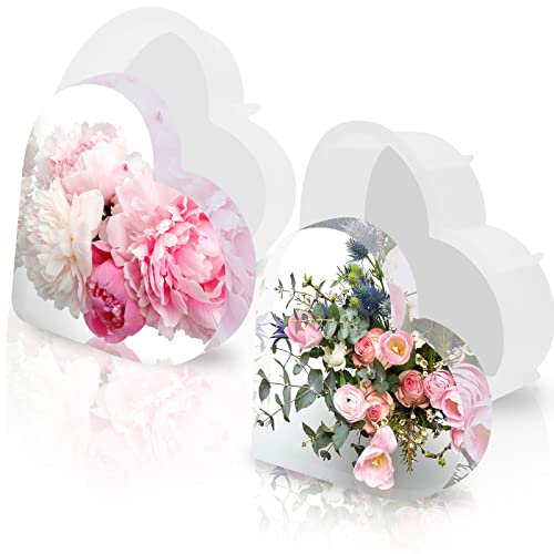 Luckits Large Deep & Sharp Bottom Resin Moulds - 2Pcs Heart Shape Silicone Moulds for Epoxy Resin Casting Flowers & Decorations DIY Crafts