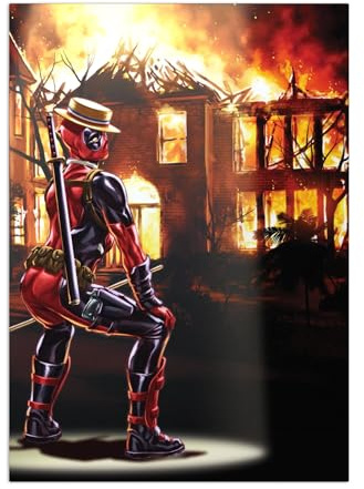 Displate Offiziell Deadpool MetallPoster Magnetische Befestigung Inklusive Lizenziert Bilder Hochwertiges Poster Deadpool - Deadpool Twerking Poster 45 cm x 32 cm