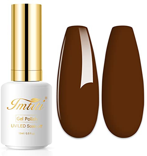 Imtiti Gel Nagellack, 15 ML Seal Braun Nude Polish Soak Off LED UV Nail Kit, Neutral DIY Nail Art Starter Maniküre Salon für Frauen Mädchen