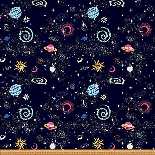 Loussiesd Universum Galaxis Polsterstoff von The Yard Weltraum Planet Dekostoff für Polster und Heimwerkerprojekte Sternenhimmel Nebula Wasserdichter Draussen Stoff Marineblau 92x150cm