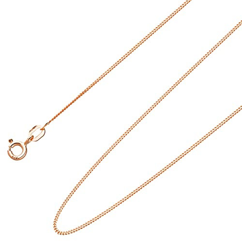 Ardeo Aurum Unisex Damen Herren Kette aus 375 Gold Roségold Panzerkette Halskette 1 mm Breite und 45 cm Länge mit Federringverschluss
