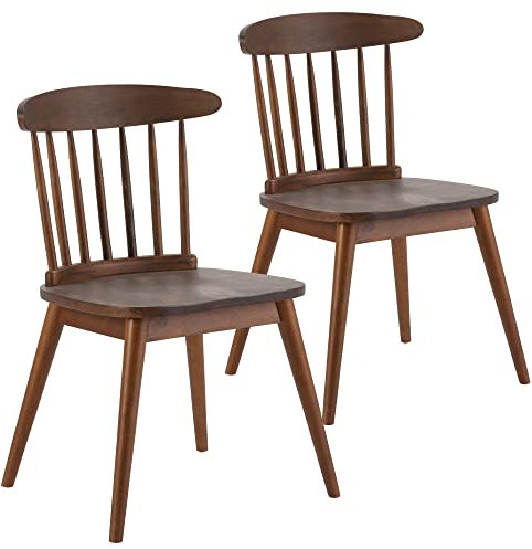 HOMN LIVING Pack 2 sillas Ben Color Nogal, Madera Maciza, 55 cm (Ancho) 52 cm (Profundo) 80 cm (Alto)