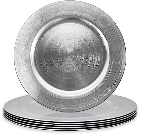 Opexscal Silver Charger Plates, Set of 6 Serving Charger Plate for Dinner Table, Wedding, Events Plate Chargers - 13 Inch