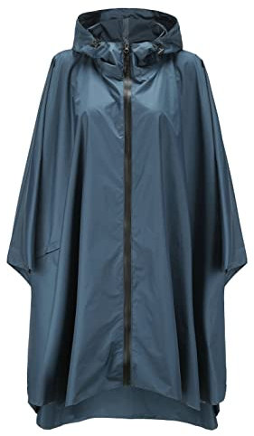 Damen Regenponcho Festival Regenmantel Unisex Regenjacke Wasserdicht Regencape Wiederverwendbar mit Kapuze Navy