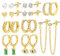 ALEXCRAFT 10 Paar Multipack Ohrringe Gold Set, 14k Vergoldet Stapelbar Ohrringe mit Anhänger Kette, Hypoallergen kleine Creolen Gold Ohrring Ohrstecker Set für Damen Frauen