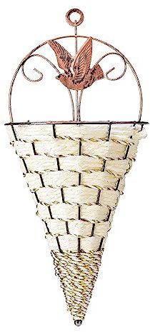 belupai Pot de Fleurs Mural à Suspendre, Panier Décoratif en Métal pour Porte D'entrée, Fleurs, Couronnes, Herbe de Pampa, Support de Fausses Fleurs Rustique à Suspendre, Décoration de(#1)