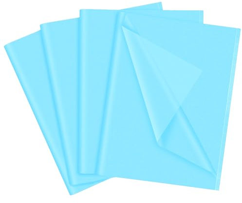 60 Blatt hellblaues Seidenpapier, 35 x 50 cm, Geschenkpapier aus Seidenpapier für Kunsthandwerk, DIY, Geburtstag, Hochzeit, Babyparty, Geschenkpapier