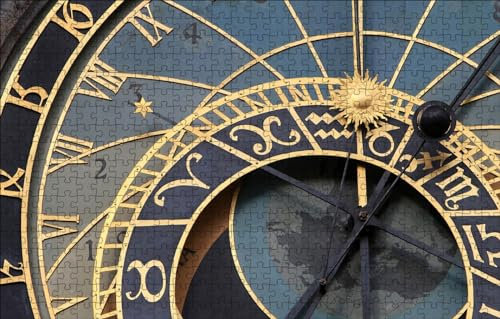 GUOHLOZ Puzzle 1000 Teile ab 9 Jahren, Erwachsenenpuzzle mit Panoramabild, Geschicklichkeitsspiel für die ganze Familie, ideal als Wandbild, Prag, Tschechische Republik, Astronomische Uhr, 75x50cm