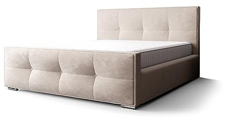 Verona Idee Polsterbett Roma mit Matratze Mittelfest 20cm Höhe Metallrahmen 5 Farben 3 Größen 120 140 oder 160 Komfort Bettkasten Beige 120cm X 200cm