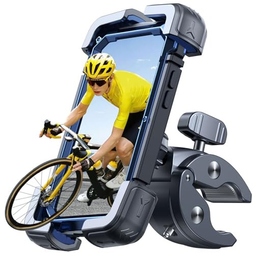 Bovemanx Handyhalterung Motorrad, [150mph Wind Anti-vibriert] [7,2 Zoll Großes Telefon freundlich] Fahrrad Handy Halterung Lenker, [5s Installieren] Handyhalter Fahrrad, kompatibel mit iPhone (Blau)