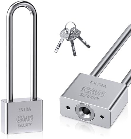 Lengthened Padlock with 3 Keys, 40mm Long Shackle Padlock High Security Locker Heavy Duty Keys Lock for Warehouses Container Doors Garage Shed Gates Bicycle