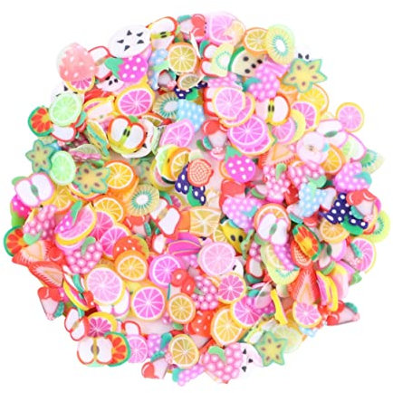 NUOBESTY 300pcs Polymer Clay Slice Fruit DIY Nail Art Decorations Slices Nail Art Polymer Clay Fruit Pattern