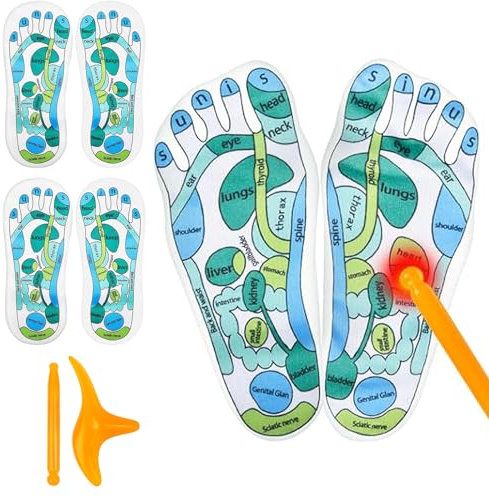2 Paar Reflexzonen Socken Acupressure Socks, Fußreflexzonen Socken mit Massagestab, Akupressur Socken für die Einfache Fußreflexzonenmassage Zuhause, Reflexology Socks für Damen und Herren