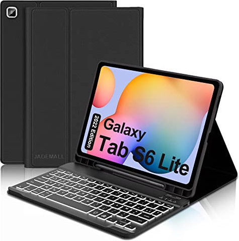 JADEMALL Custodia con Tastiera per Samsung Tab S6 Lite 10.4 2022, Tastiera per Samsung Tab S6 Lite, Italiano QWERTY Tastiera Bluetooth Magnetica Staccabile con Supporto Pencil, Nero