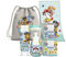 MABYEN PAW PATROL Kids Geschenk Set | Naturkosmetik - 4 Pflegeprodukte + Handtuch + Stoffbeutel – Kinder Geschenkset – 1x Schaumseife, 1x Duschpflege, 2x Badekugel blau + gelb, 1x Handtuch, 1x Beutel