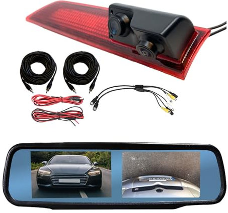 Dolphin Automotive Dual Twin High Level Brake Light Reversing Rear Parking Camera Fits Ford Transit Custom May 2016 Onwards (With 4.3 Dual Mirror Monitor)