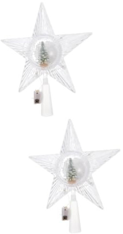 OUNONA 2stücke Weihnachtsbaumspitze Aus Kristall Mit Lichteffekt Glitzernder Stern Für Festliche Dekoration Geeignet Für Weihnachten Partys Und Familienfeiern Bruchsicher Und