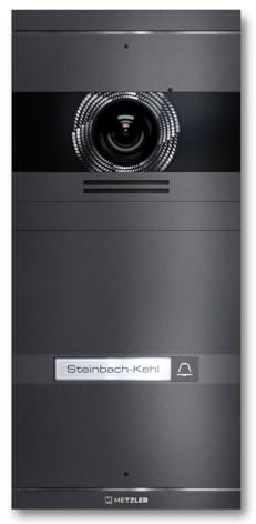 Metzler VDM10 2.0 Video Sprechanlage mit Türöffner (Stromversorgung) & Namensschild - Anschluss LAN POE - Türsprechanlage mit HD-Kamera, für 1 Familienhaus, in Eisenglimmer aus V2A Edelstahl