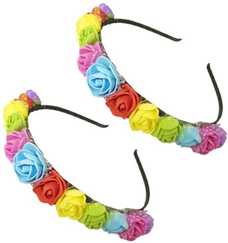 2 Stück Regenbogen-Blumen-Stirnband für Frauen - Pride-Party-Zubehör, Feiertags-Accessoires