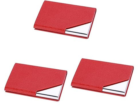 Lurrose Lot De 3 Porte-Cartes De Crédit en Acier Inoxydable Et Cuir pour Homme