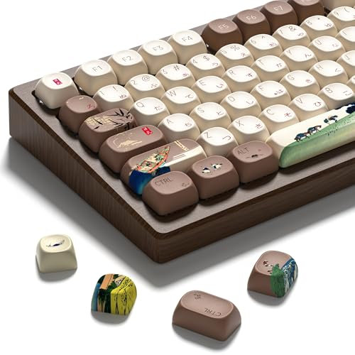 COSTOM PBT Keycaps with 134 Keys, Custom Keyboard Caps 60 75 65 100 Percent, Cherry Profile Dye Sublimation PBT Keycap Set for Full Size Mechanical Gaming Keyboard, Cool Novelty Theme (Fuji)