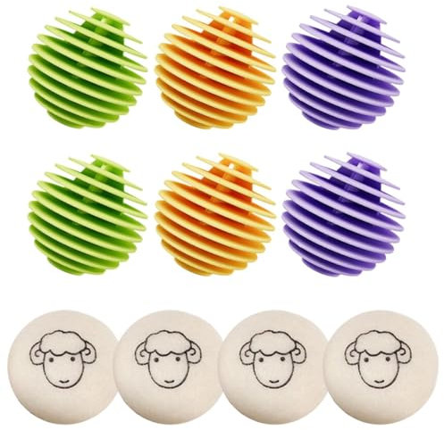ZEPIQOR 10 bolas de lavado para chaquetas de plumón, Bolas de Lana para Secadora Juego de 4-100% Lana de Oveja Ecológica - Ropa Suave y Esponjosa - Ahorra Energía - Ideal Para Plumón