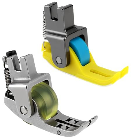 Briny River Lot de 2 pieds presseurs à coudre avec 1 rouleau de pied + 3 pieds à rouleau de rechange pour roue étroite Convient à la plupart des machines à coudre industrielles