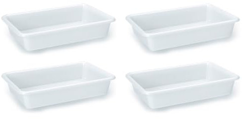AC - Pack de 4 Bandejas Frigorificas - Capaciadad de 2 L - Fabricado en Plástico - Apto para Microondas y Congelador - 6 x 30 x 21 cm - Color Blanco