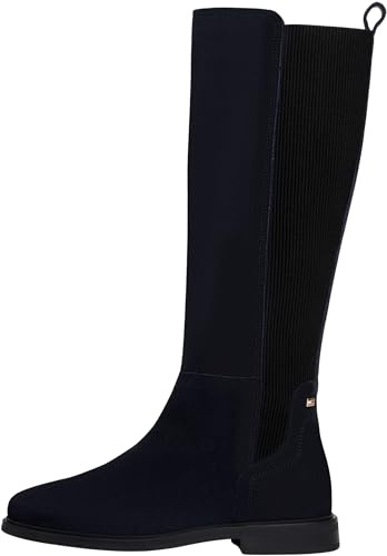 Tommy Hilfiger Donna Stivali Flag Long in Pelle Scamosciata
