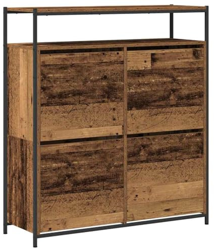 vidaXL Schuhschrank 100 x 34 x 112 cm Holzwerkstoff Altholz