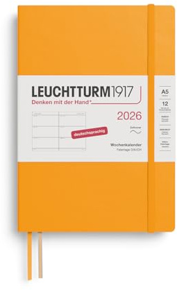 LEUCHTTURM1917 372558 Wochenkalender Medium (A5) 2026, 12 Monate, Softcover, Rising Sun, Deutsch