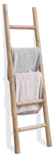 SwallowLiving 57in Blanket Ladder, Solid Wood Towel Ladder, Rustic Decorative Ladder for Blankets, Farmhouse Wooden Quilt Rack for Living Room & Bathroom