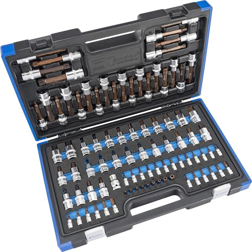 Condor Werkzeug 37204 | Bit-Stecknüsse | 89-teilig | Antrieb 1/4 + 1/2 | mit Koffer | Innensechskant | T-Profil SLB für Torx | Vielzahn | 5-Stern SLB | Kreuz PH | xcess performance