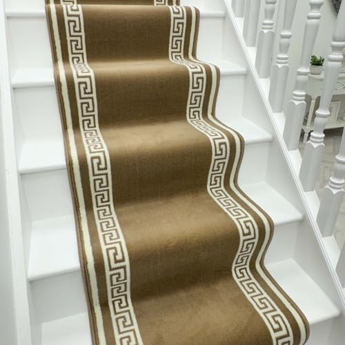 runrug Soft & Comfortable Stair Runner - Smooth & Durable Carpet for Stairs - Stain-Resistant, Fade-Resistant - Multiple Sizes - 60cm x 690cm - 9mm Thick - Key, Light Brown