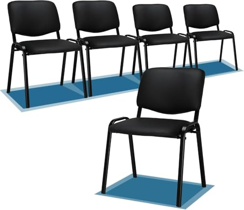 LEADZM Stapelstühle，Schwingstuhl，Bürostuhl Ohne Armlehne 5er(Pu-Schwarz) | mit Gepolsterter Sitzfläche & Rückenlehne，Konferenzstuhl, Home Office, Rezeption