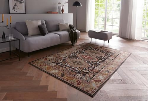 Taracarpet Moderner Luxus Kurzflor Orientteppich Bauern Muster Vintage -Style mit 3D Hoch-Tief-Struktur – ideal für Wohnzimmer, Schlafzimmer und Esszimmer blau 200x300 cm