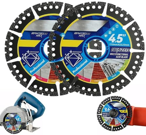 Diamond Multi-Purpose Saw Blades, Diamant-Mehrzweck-Sägeblätter, 4,5-Zoll-Fliesentrennscheibe für Winkelschleifer, Super Dünne Unzerstörbare Fliesensägeblatt, für Schneiden Beton, Stahl, PVC, Holz