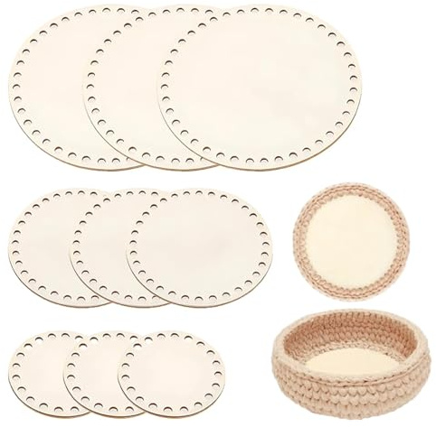 ZocRjvN 9 Stück Korbboden Zum Häkeln (10/15/20 cm je 3 Stück), Holzböden Für Häkelkörbe, Taschenboden Zum Häkeln, DIY Handarbeit, Häkelboden Holz, Korb Häkeln