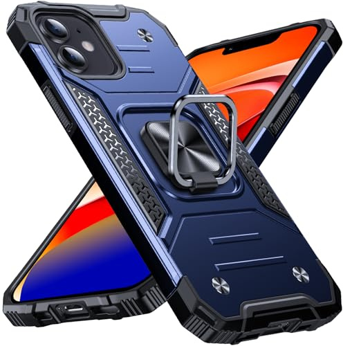 Anqrp Armor Handyhülle für iPhone 12 Mini Hülle mit Ring Halter Ständer, [Fallschutz in Militärqualität] Stoßfest Schutzhülle Kompatibel mit iPhone 12 Mini Case, Blau